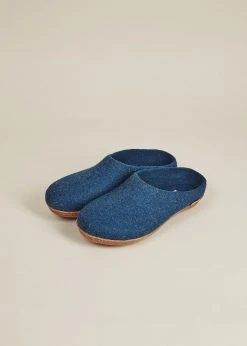 Kyrgies Best Sellers Women's Molded Sole Low Back Wool Slippers - Navy