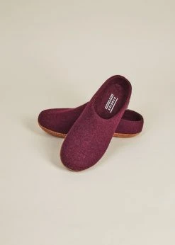 Kyrgies Women's Molded Sole Low Back Wool Slippers - Plum