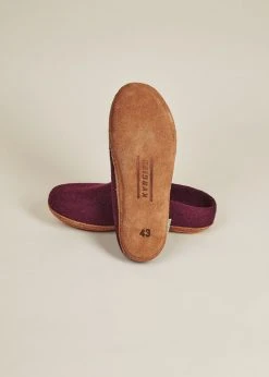 Kyrgies Women's Molded Sole Low Back Wool Slippers - Plum