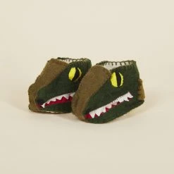 Silk Road Bazaar Kids' + Baby Wool Baby Booties - Alligator