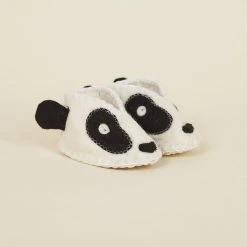 Silk Road Bazaar Wool Baby Booties - Panda