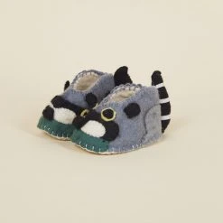 Silk Road Bazaar Kids' + Baby Wool Baby Booties - Raccoon