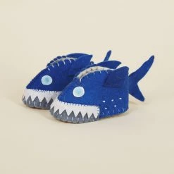 Silk Road Bazaar Wool Baby Booties - Shark