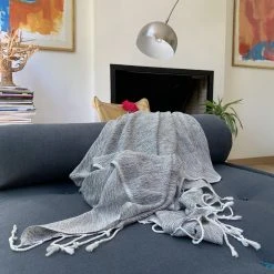 Hilana: Upcycled Cotton Home Goods Yalova Upcycled Marbled Turkish Towel / Blanket - Black 13 Hilana: Upcycled Cotton Home Goods Yalova Upcycled Marbled Turkish Towel / Blanket - Black