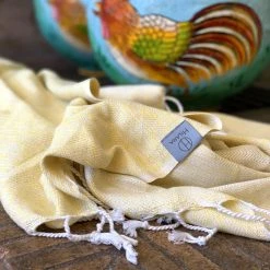 Hilana: Upcycled Cotton Yalova Upcycled Marbled Turkish Towel / Blanket - Yellow Best Sellers